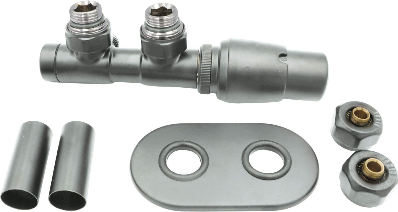 Neuesbad Serie 600 Thermostat-Set für Heizkörper, rechts, Edelstahl matt, PEX NB1DEAGIFZP11