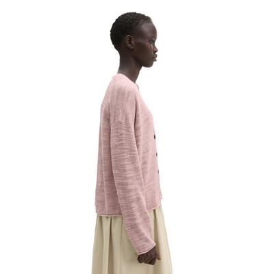 Cardigan MARC O'POLO "aus Leinen-Baumwolle-Mix", Damen, Gr. XS, rosa (mild rose), Obermaterial: 52% Baumwolle, 48% Leinen, unifarben, loose fit, V-Ausschnitt, Strickjacken