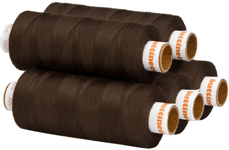 buttinette Universal-Nähgarn, Stärke: 100, 5er-Pack, braun
