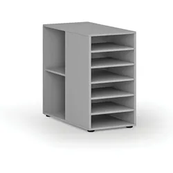 Beistell-Regalschrank für PRIMO Schreibtisch Grau, links, grau