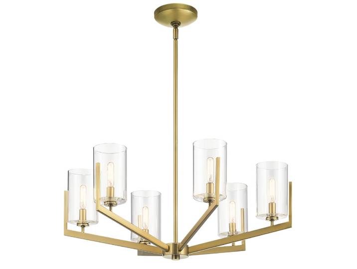 Lustre en acier et verre finition laiton brossé naturel