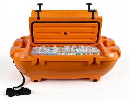 Schwimmende Kühlbox, Orange - 37,9 Liter Fassungsvermögen - Aus LLDPE-Material - Für Schwimmbad und Strand - Tragbare Kühlbox