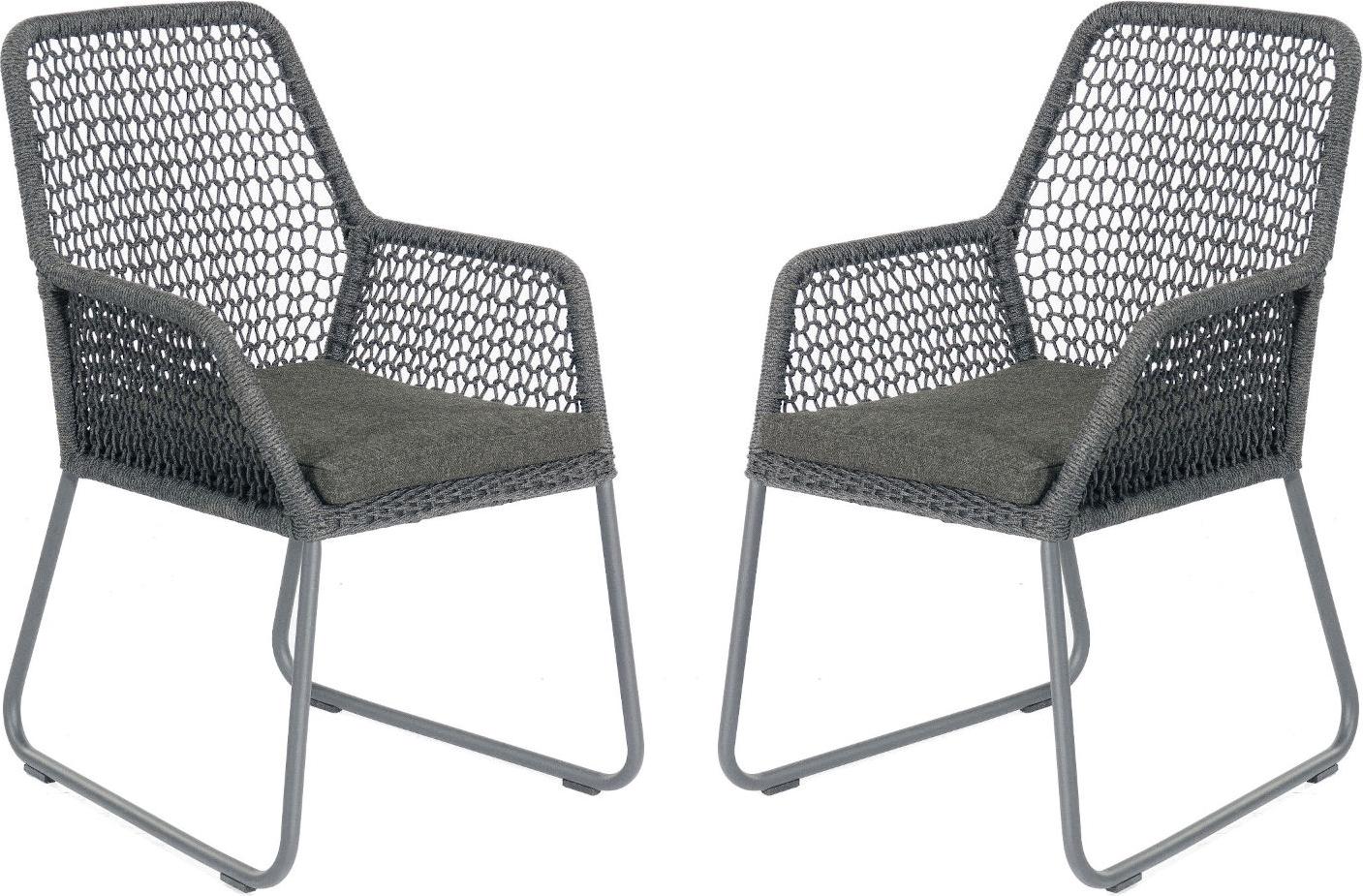 Sonnenpartner Poison 2er-Set Gartensessel Gartenstuhl Alu mit Polyrope dunkelgrau