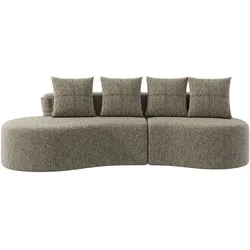 3-SITZER SOFA leinenstoff farbwahl mit getränkehalter & seitentaschen
