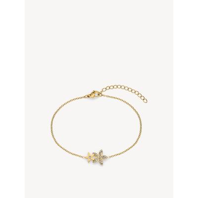 Armband TAMARIS "Schmuck Edelstahl The new Glitter Flower, Blüten-Optik", gold (gelbgoldfarben, kristallweiß, kristallweiß), Armbänder, Damen, 21cm, Edelstahl, Armband, mit Zirkonia (synth.)