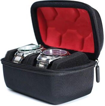 Inspired Finds EliteTime Travel Watch Roll 2 3 5 Slot Hard Organizer Case 2 Slots