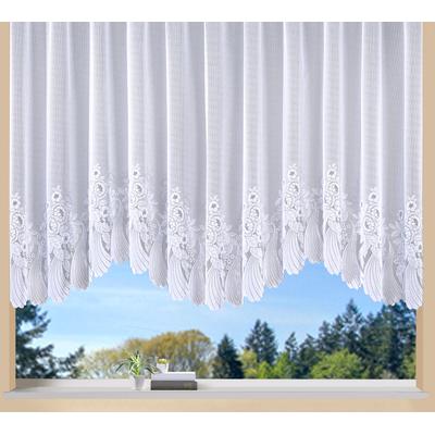 Bogenstore WECKBRODT "Savannah" Gr. 14, weiß, B:900cm H:160cm, Jacquard, Polyester, Gardinen, Jacquard, Bogenstore, halbtransparent, Bordüre, Kante, floral, Store