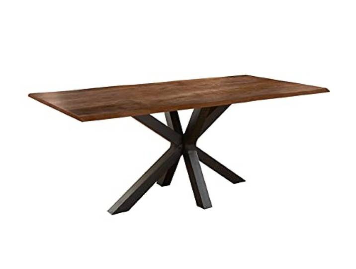 SAM Esstisch Toledo 220x100 cm Akazie nussbaum Baumkante Spider schwarz Baumkantentisch massiv, Akazienholz nussbaumfarben, Esszimmertisch