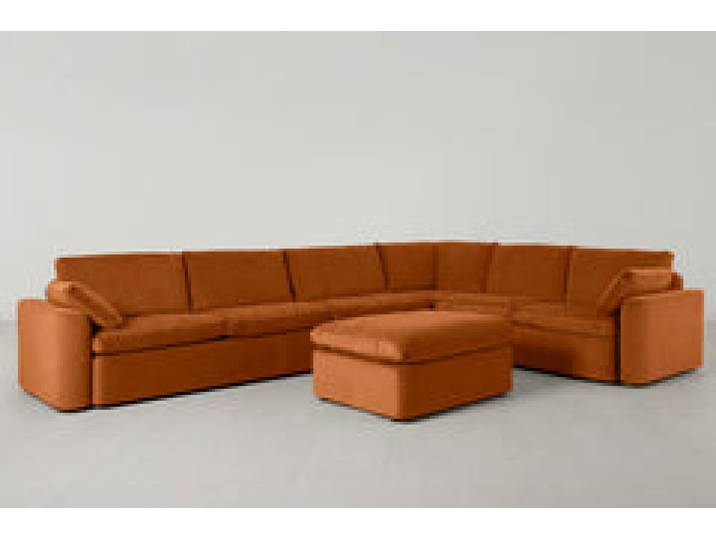 Model 13 Großes Ecksofa mit Polsterhocker, Bronze