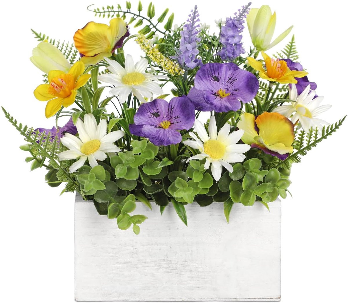 Kunstmatige Chrysant in pot - Lavendel bloemen - Wit - Decoratie voor huis en kantoor