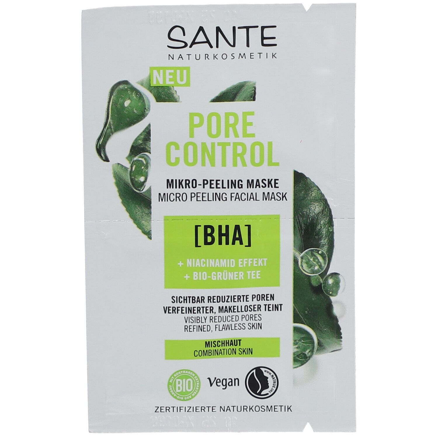 Pore Control Mikro-Peeling Maske BHA & grüner Tee 8 ml Gesichtsmaske