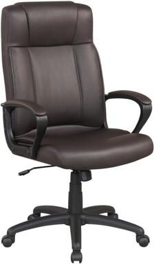 Costway Faux Leather Office Chair Computer Desk Chair with Rocking Function-Brown