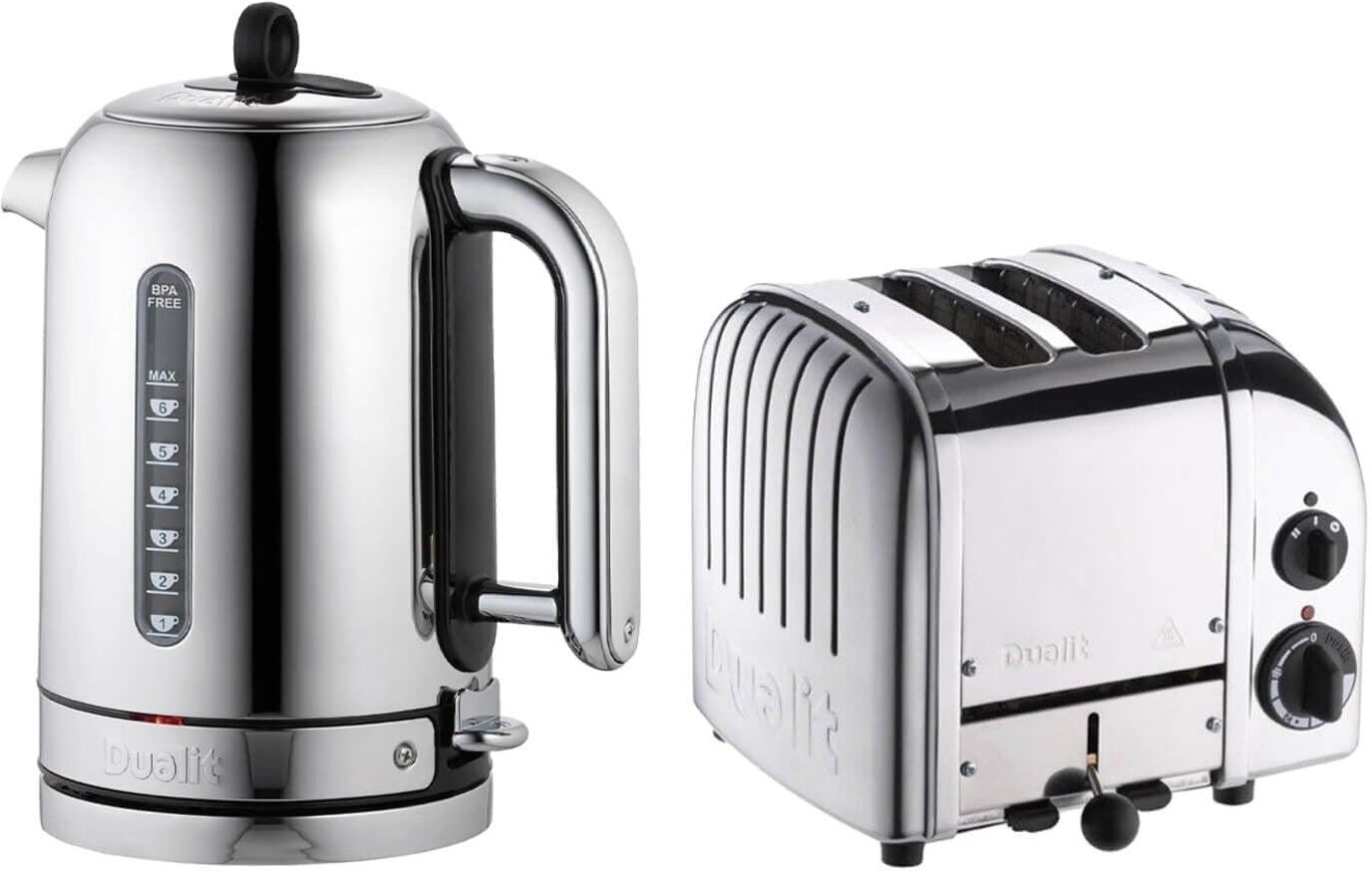 Dualit Classic 1.7 Litre Jug Kettle & 2 Slice Toaster Set - Polished Steel
