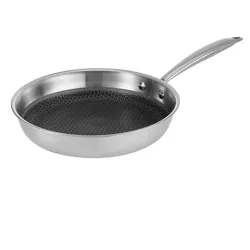 Bratpfanne RESTO KITCHENWARE "Achird Pfanne aus Tri-Ply (Edelstahl + Aluminium + Edelstahl) ofenfest", silber (silberfarben), H:5cm L:47cm Ø:24cm, Pfannen, Bratpfanne, Die 3-schichtige Basis ermöglicht eine Energieeinsparung von 25%