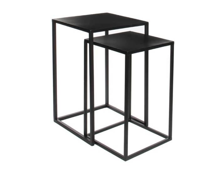 Mica Decorations Goa Table d'appoint - Lot de 2 - L35 x l35 x H55 cm - Métal - Noir