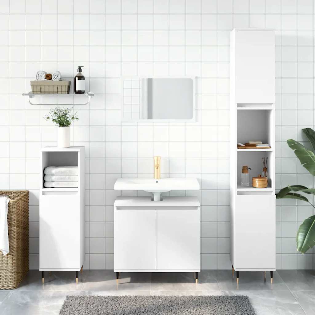 vidaXL Armario de baño madera de ingeniería blanco 58x33x60 cm Blanco