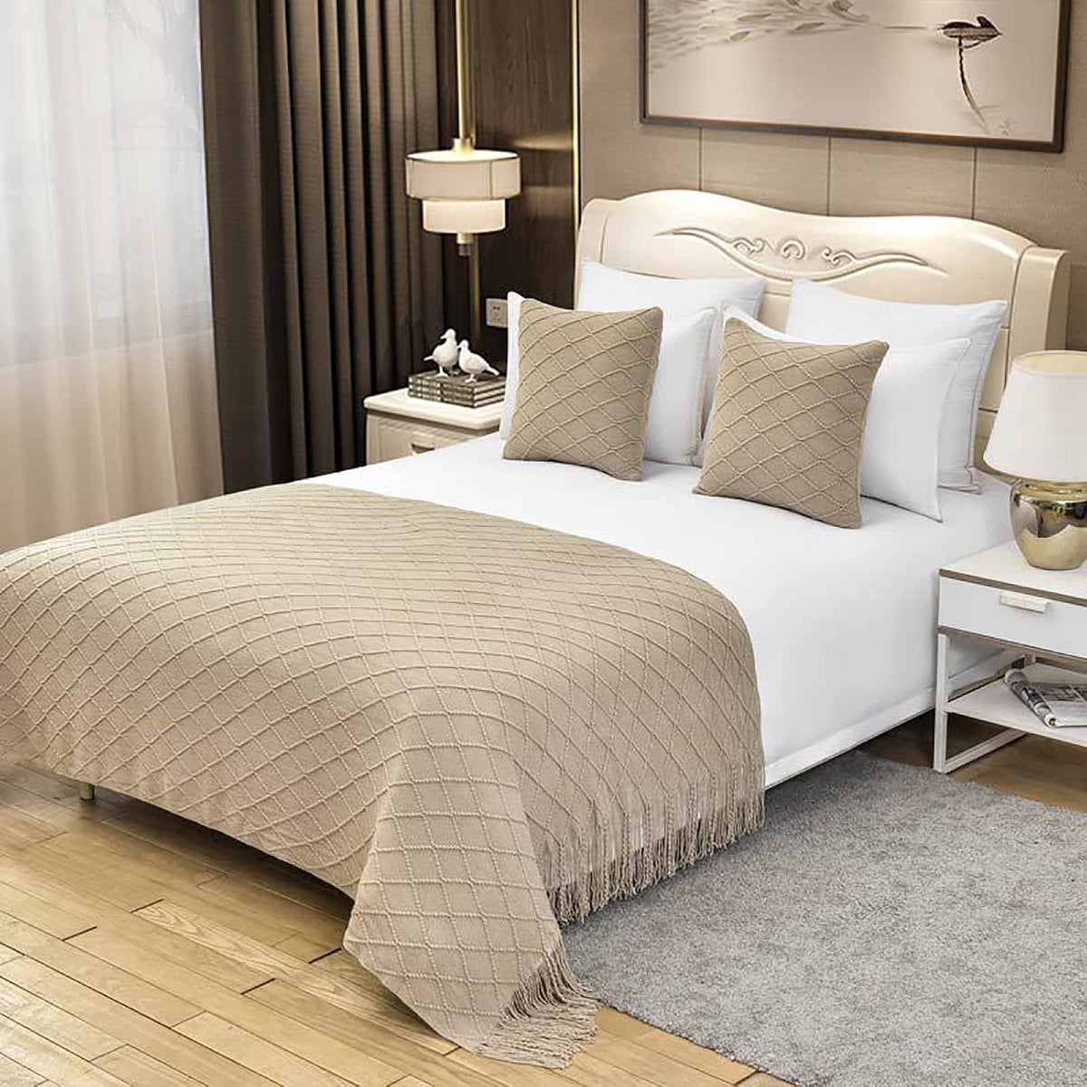 Geel Bed Runner voor Slaapkamer Decoratie - 130 x 260 cm