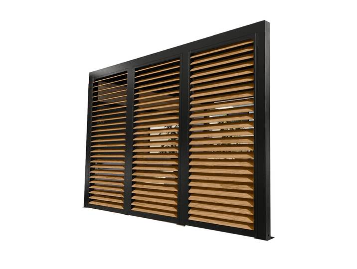 Ventelles aluminium mobiles couleur imitation bois pour côté 3,60 m pour pergola bioclimatique PER 3630 BI et PER 3660 BI