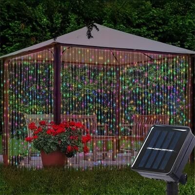 Uplift Picks Solar Curtain Lights Create Magical Outdoor Backdrops For Gardens Patios Celebrations rgb 3mx1m 100leds