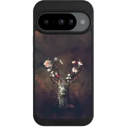 Nivocase Handyhülle für Google Pixel 10 Hülle NIVOpure Case Schwarz Blumen Rehe Rentier (Google Pixel 10), Smartphone Hülle, Schwarz