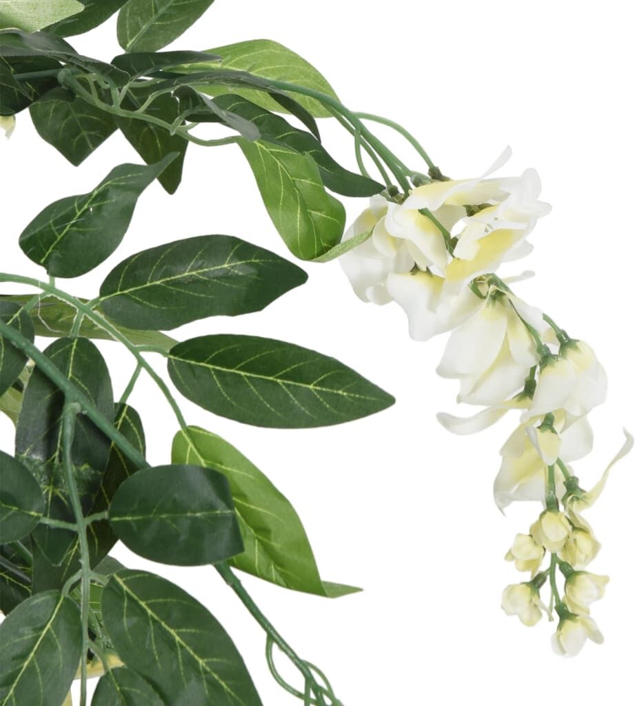 vidaXL Glycine artificielle 1470 feuilles 200 cm vert et blanc