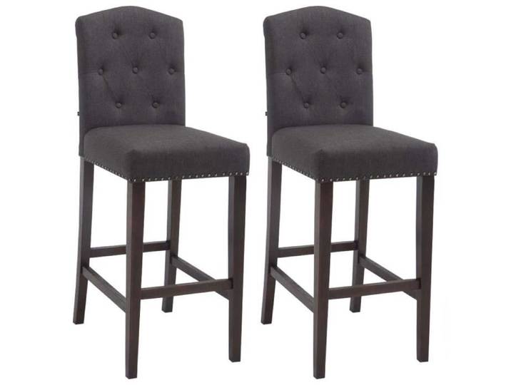 CLP Lot de 2 Tabourets de Bar Louise Tissu - Couleur:gris foncé Couleur du cadre:antique