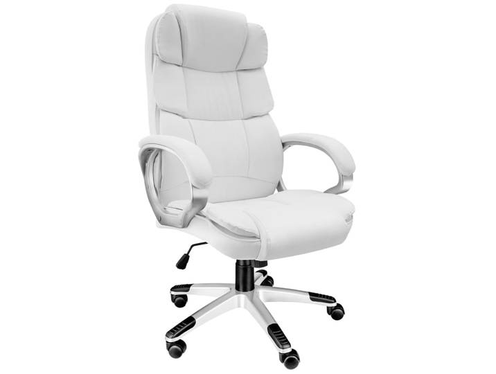 Fauteuil de direction rotatif 360° avec accoudoirs réglables blanc