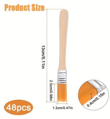 Rare Purchases 24 48 72 Mini Nylon Brushes Set, Wood Handle Art Paint Brush For Gouache, Acrylic & Wall Art, Soft Bristle Painting Tool 48pcs