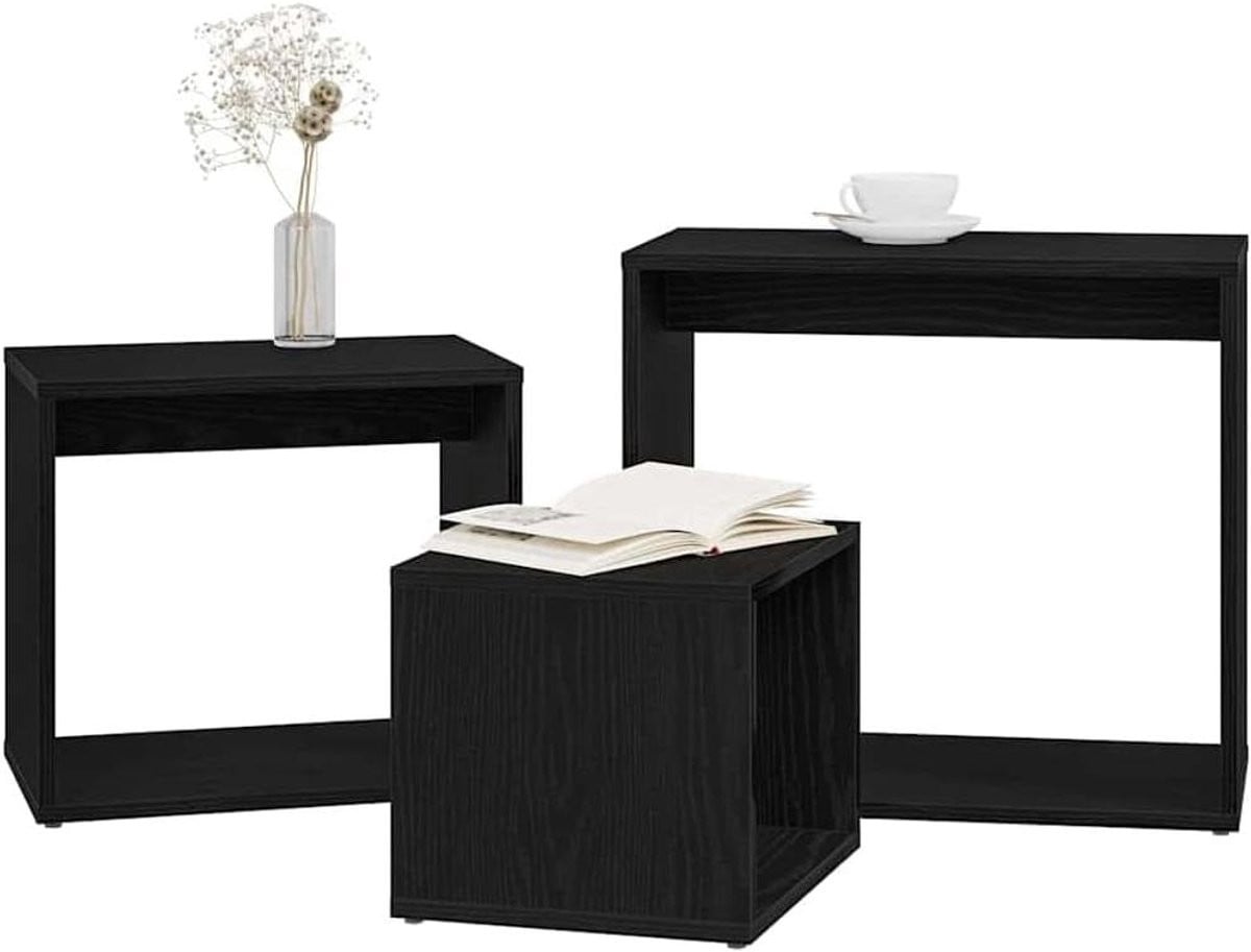Nesttafels Set van 3 stuks - Zwart eiken