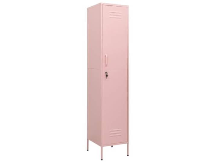 KLGBNCVE Schließfachschrank Rosa 35x46x180 cm Stahl Mit Schlössern, 4 Einlegeböden, Stellfüße, Stahl, Büro, Umkleide, Werkstatt