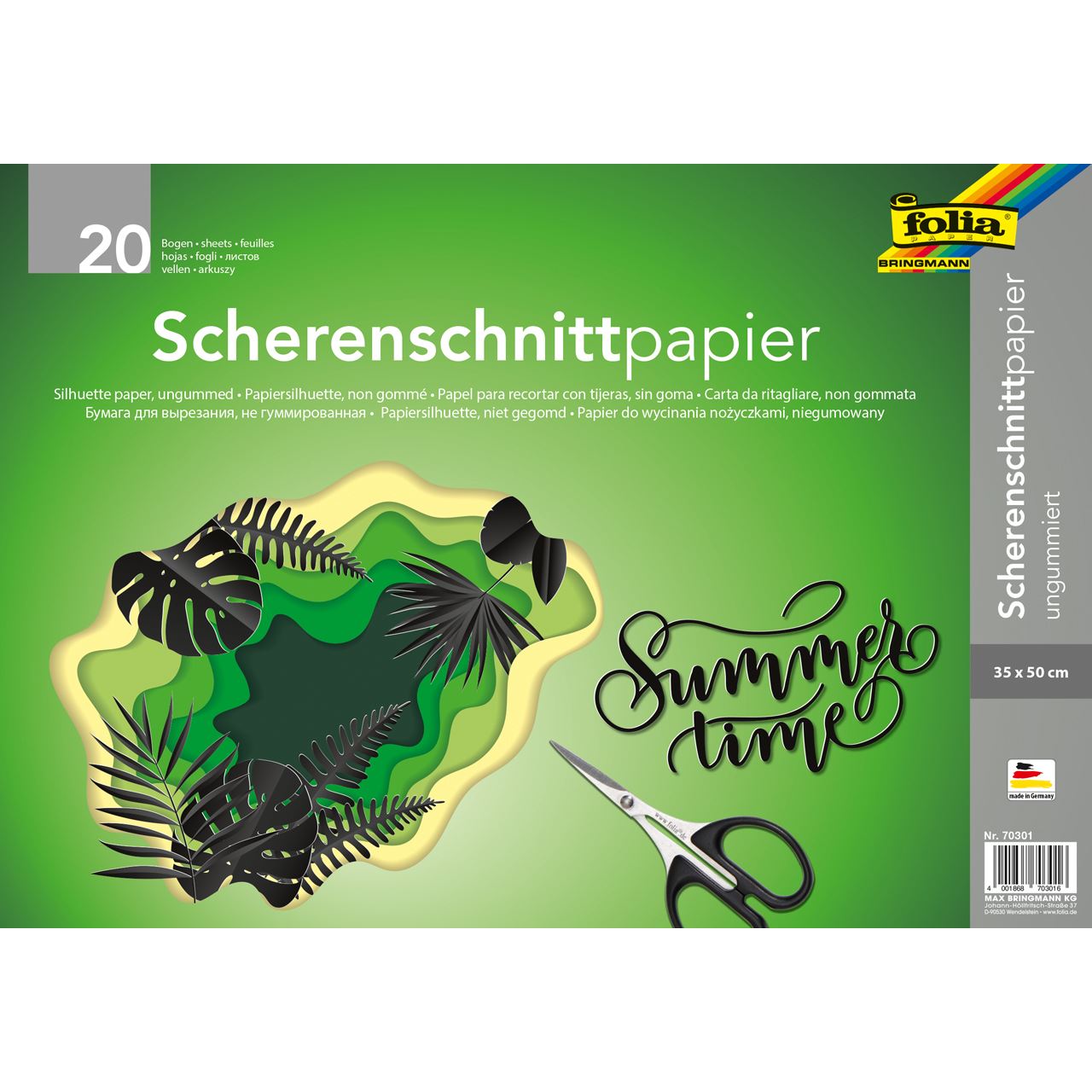 folia Scherenschnittpapier ungummiert schwarz 90 g/qm 20 Bogen