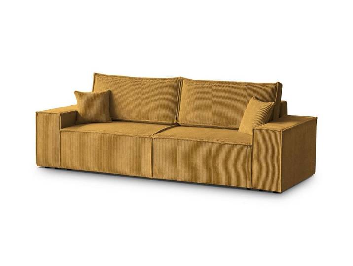 MOEBLO Sofa GENUA, – Stilvolles Design, Schlaffunktion und Stauraum für Ihr Zuhause, Couch Polstermöbel Sitzmöbel Wohnzimmermöbel 3-Sitzer-Sofa Stoffsofa, Haustierfreundlicher Stoff, robuste Konstruktion, -(BxHxT):257x85x102 cm