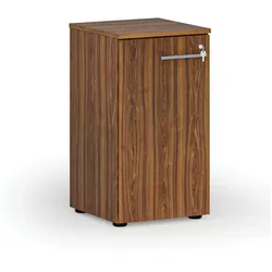Niedriger Büroschrank mit Tür PRIMO WOOD, 400 x 420 x 740 mm, Nussbaum