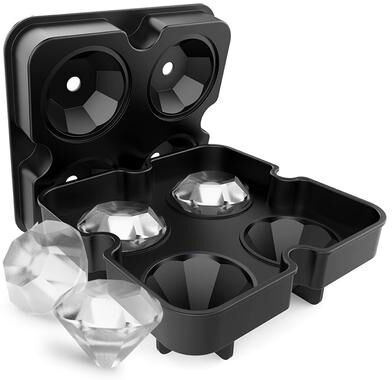 Lush Living Finds Diamond Ice Cube Tray Silicone Ice Cube Mold For Whiskey Cocktails Reusable Ice Cubes black