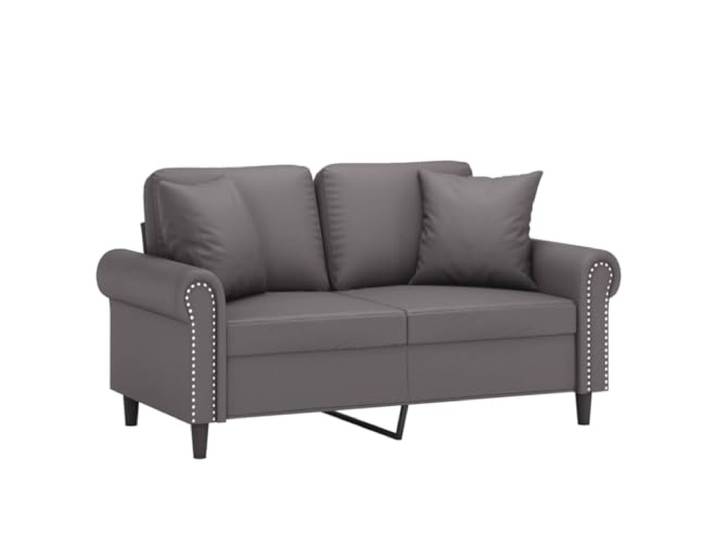 KTHLBRH Sofa 2-Sitzer Grau Kunstleder 120 cm Robuster Metallrahmen, dekorative Kissen enthalten, leicht zu reinigen