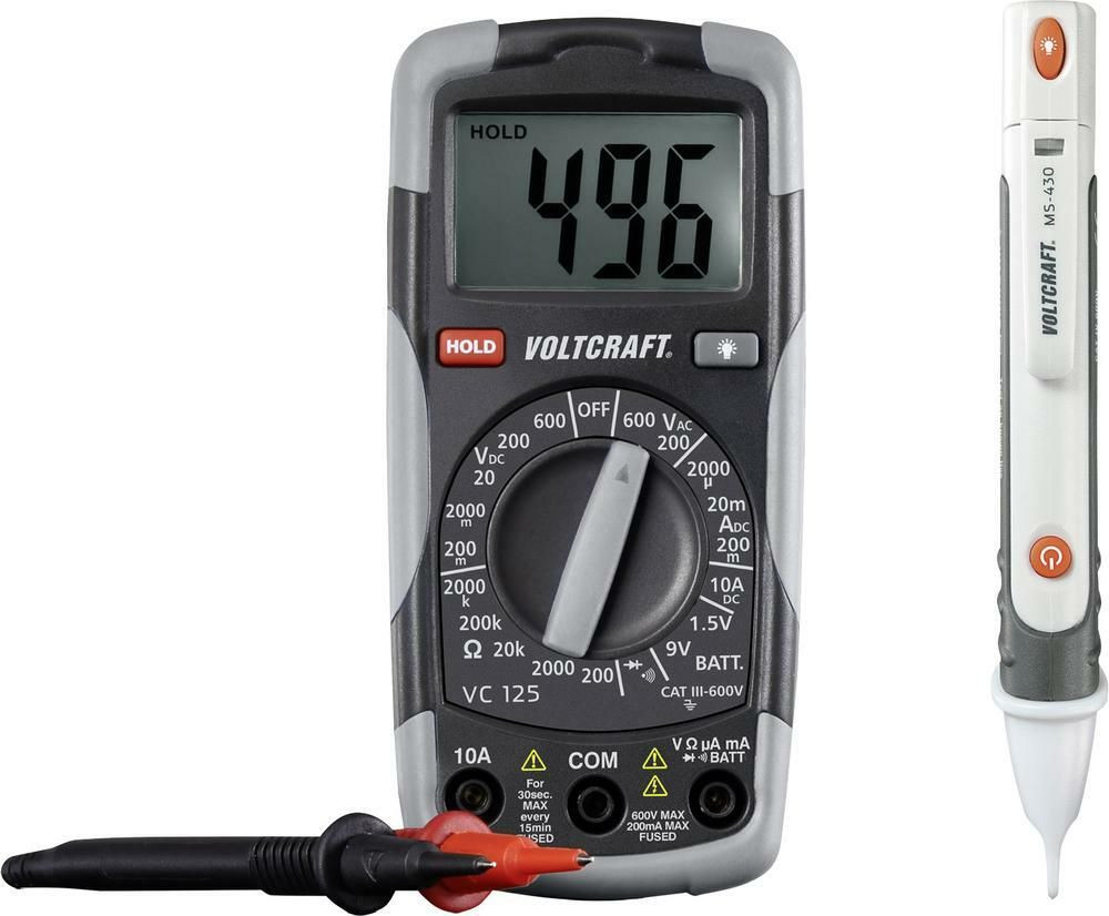 Voltcraft DT-TEST-KIT 150 Digitale handheld multimeter CAT III 600 V met 2000 weergavepunten