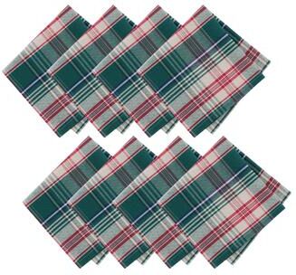 Threadmade Holiday Fireside Plaid Napkins, Set of 8 - 17x17
