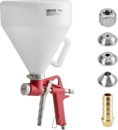 VEVOR Professioneel Verfspuitpistool met 4,5L Reservoir en 3 Spuitmonden voor Textuurverf en Gipsplaat