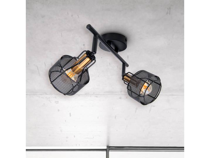 Näve Deckenlampe Foro, zweiflammig, schwarz/gold dimmbar, schwarz, für Wohn- / Esszimmer, Metall, Strahler
