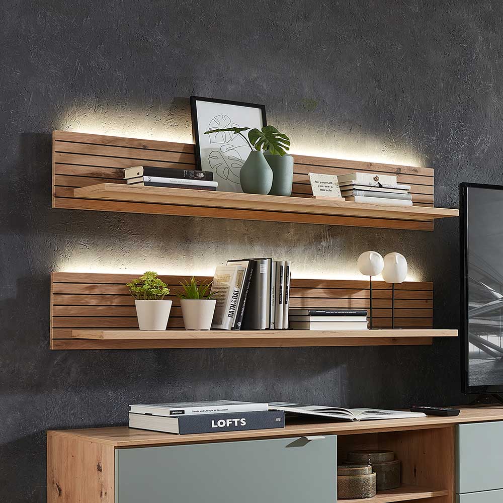 Pharao24.de Wandboard Wohnzimmer modern 120 cm breit LED Beleuchtung