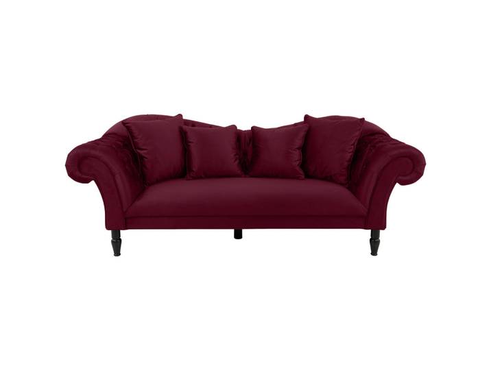 Mid.you 3-Sitzer-Sofa, Rot, Holz, Buche, vollmassiv, Füllung: Silikon, Schaumstoffflocken,Silikon, Schaumstoffflocken, 242x91x104 cm, Made in EU, Wohnzimmer, Sofas & Couches, Sofas, 3-Sitzer Sofas