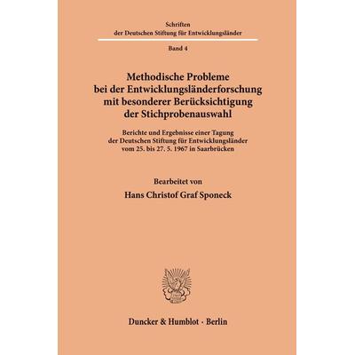 Methodische Probleme bei der Entwicklungsländerforschung mit besonderer Berücksichtigung der Stichprobenauswahl., Taschenbuch von , Duncker & Humblot,