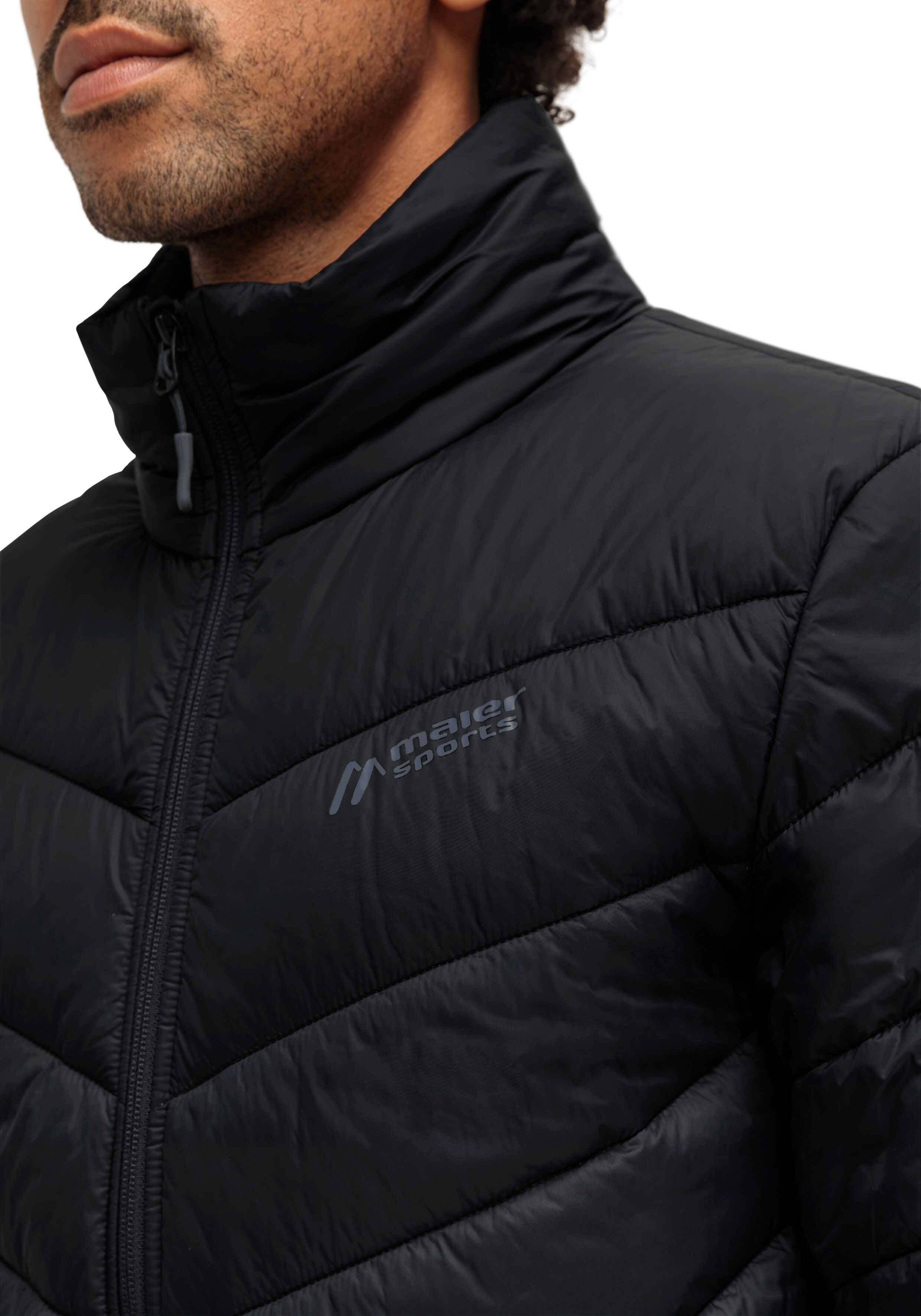 Outdoorjacke MAIER SPORTS "Alvar", Herren, Gr. 50, schwarz, 100% Polyamid, Rundhals, Jacken Outdoorjacke, Herren Steppjacke, atmungsaktive Wanderjacke mit mTHERM Wattierung schwarz 50