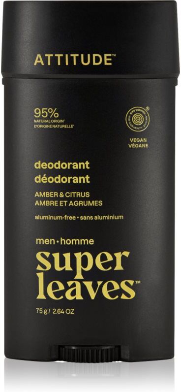 Attitude Super Leaves Men Deodorant déodorant sans aluminium pour homme Amber & Citrus 75 g