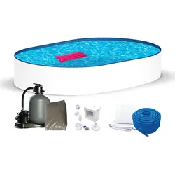 0.80mm / 1.50m / 6.00m x 3.20m Stahlwandpool Komplettset Oval