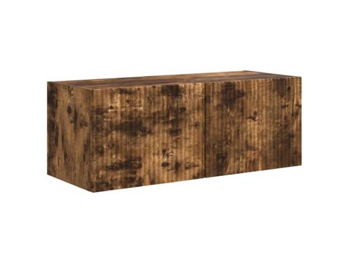 TV-Möbel zur Wandmontage, modern, kompakt, 78,5 x 31 x 29,5 cm, mit funktionalen Ablagen aus Holz, Eiche, rauchfarben, 02_0054909