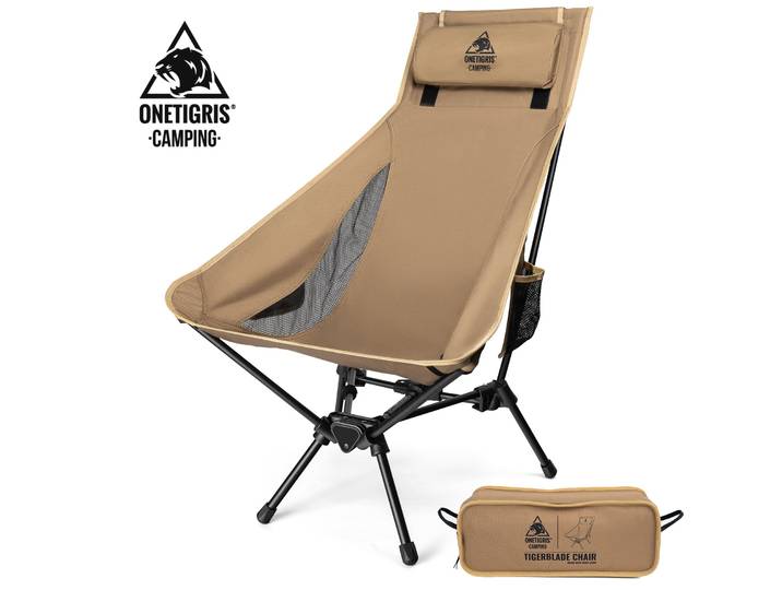 Chaise de camping pliante OneTigris Tigerblade 330LB, chaise d'extérieur portable surdimensionnée pour la pêche, la randonnée, le camping, le jardin et les pique-niques