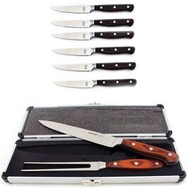 BergHOFF Pakka Wood 9pc Stainless Steel Steak & Carving Knife Set