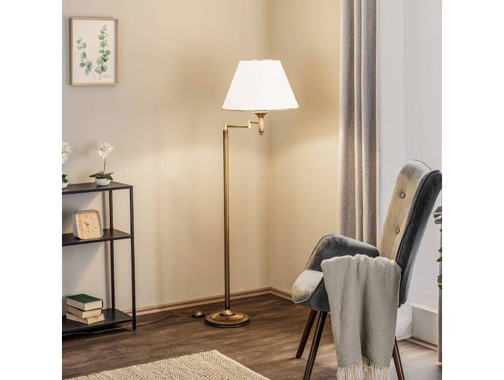 Stehlampe Birmingham Jupiter, bronze / altmessing, für Wohn- / Esszimmer, Kunststoff, Antik