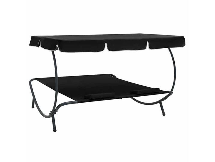 SARAZYJ® Lit de repos d'extérieur avec auvent et oreillers - noir - Hot23808630
